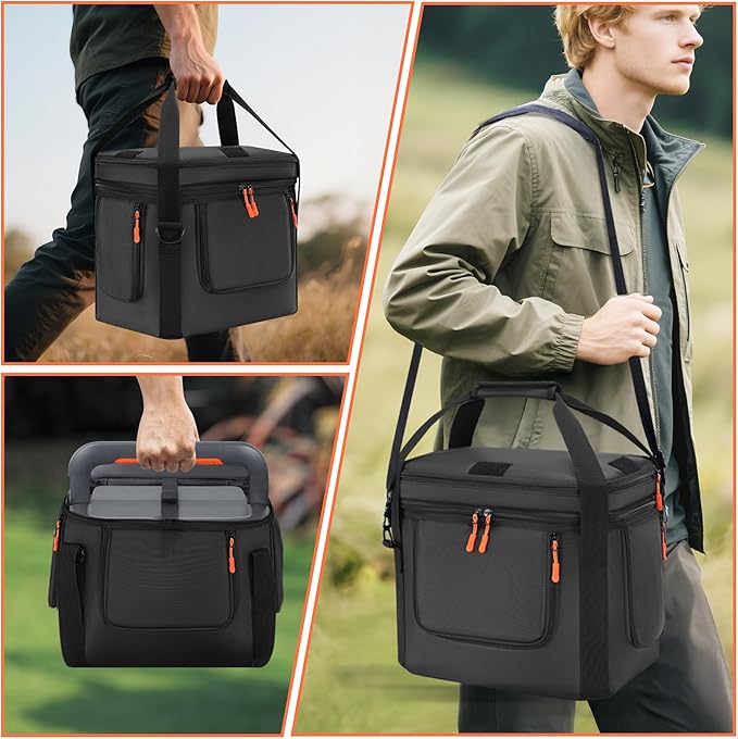 Soft Carrying Bag Compatible with Jackery Explorer 1000 V2, Portable Power Station Storage Case with Adjustable Shoulder Strap, Padding, Pocket, Side Zipper, Generator Covers for Outside