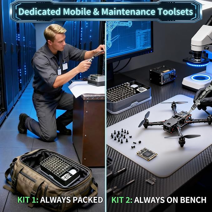 2-Pack Precision Screwdriver Set: 122 Magnetic Bits Electronics Repair Kit for Office Equipment Maintenance - Laptop, Computer & Peripherals, Bulk Supply for Repair Store, IT Departments, Business Use