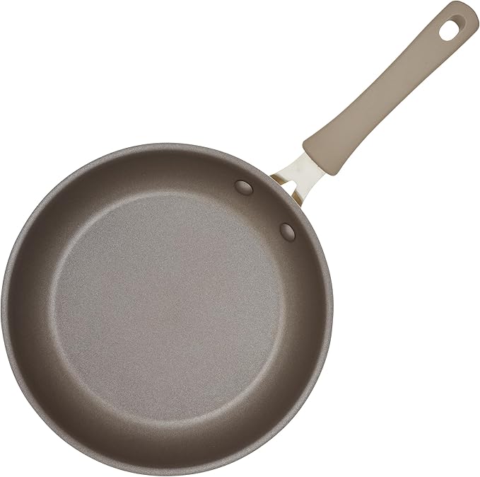 Rachael Ray Cook + Create Nonstick Cookware Pots and Pans Set, Includes Baking Sheet Pan and Cooking Utensil, 10 Piece - Almond
