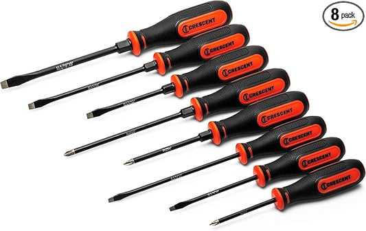 Crescent 8PC Diamond Tip Dual Material Screwdriver Set with Phillips and Slotted Screwdrivers - CDT8PCSET