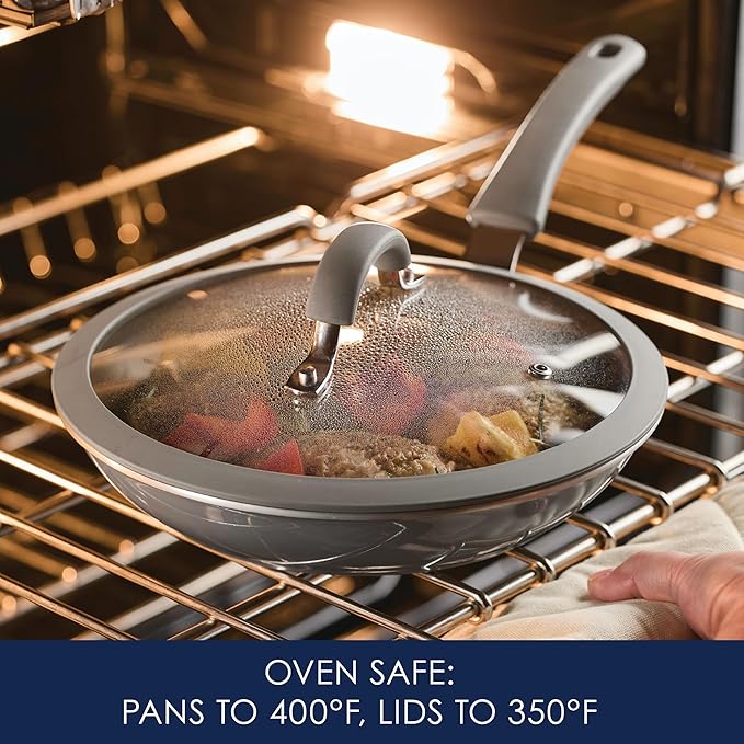 Rachael Ray Cook + Create Nonstick Cookware/Pots and Pan Set, 10 Piece, Gray