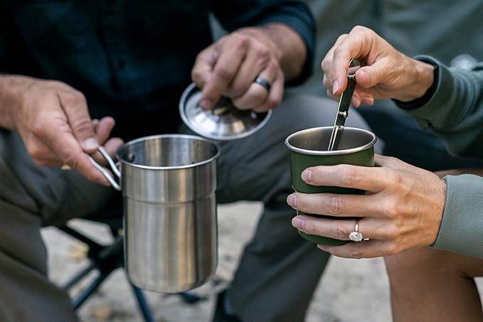 Stansport Stainless Steel Camping Cookware Set – Durable Nesting Mess Kit for Backpacking, Hiking & Outdoor Cooking – Compact Portable Pot & Pan with Carry Bag – Multiple Sizes for Family to Solo Use
