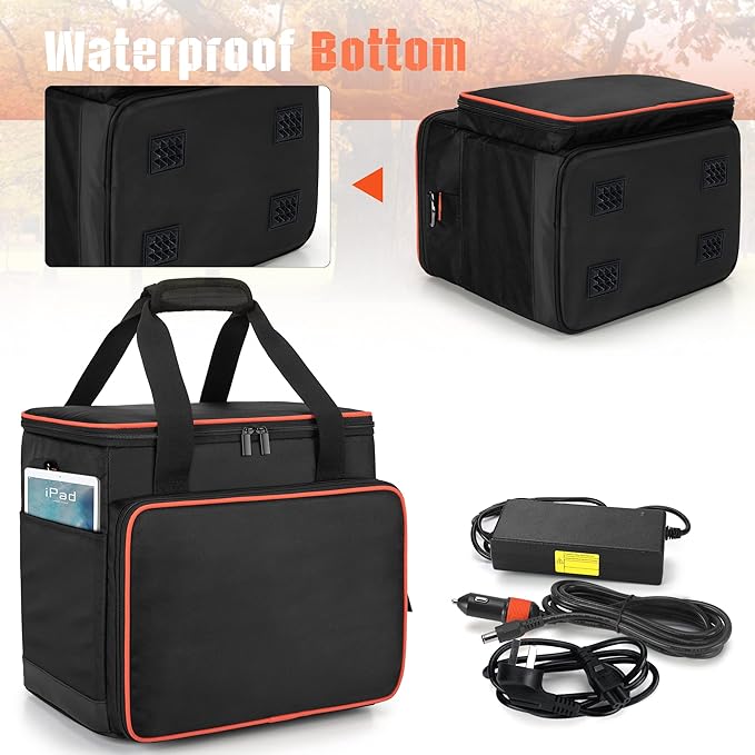 Trunab Travel Carrying Case Compatible with Jackery Explorer 1000/1000 v2, Portable Power Station Storage Bag with Waterproof Bottom and Front Pockets for Charging Cable and Accessories