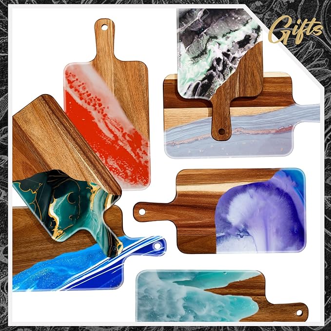 Nuenen 1 Pcs Wood Cutting Board with Handle Acacia Bamboo Wooden Serving Kitchen Chopping Boards for Pizza, Bread, Cheese, Charcuterie, Fruit, Vegetables (15.7 x 7.8 Inch,Acacia)