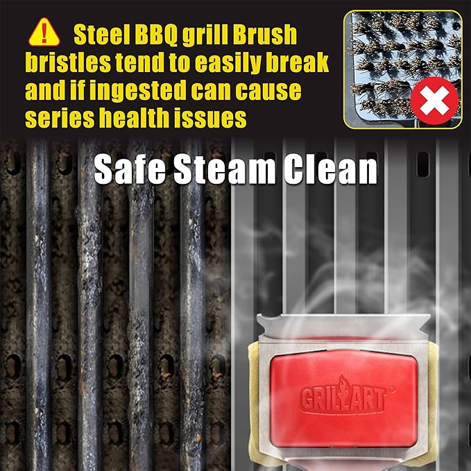 GRILLART Grill Brush Bristle Free, Replaceable BBQ Cleaning Pad (No Handle), Safe Replacement Cleaning Pad/Head for Cast Iron/Stainless Steel Grates - Deep-Reach