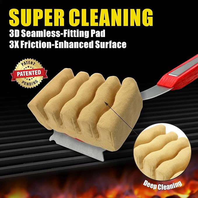 GRILLART Grill Brush Bristle Free, Replaceable BBQ Cleaning Pad (No Handle), Safe Replacement Cleaning Pad/Head for Cast Iron/Stainless Steel Grates - Deep-Reach