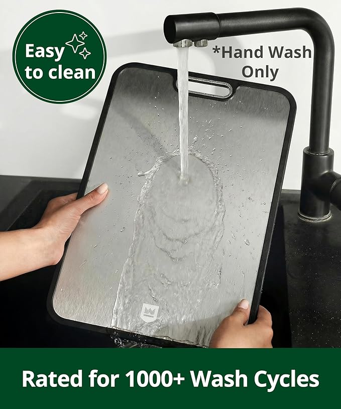 Titanium Cutting Board for Kitchen, Double Sided 100% Pure Titanium & PP Cutting Board with Deep Juice Groove, Metal Chopping Board, Easy to Clean Large Durable Cutting Board for Meat (15" x 10.3")