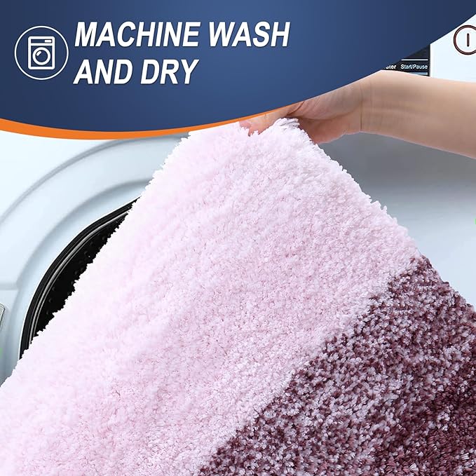 OLANLY Bathroom Rugs Mat 36x24, Extra Soft Absorbent Microfiber Bath Rugs, Rubber Backing, Quick Dry, Machine Washable Bath Mats for Bathroom Floor, Tub and Shower, Home Decor Accessories, Mauve