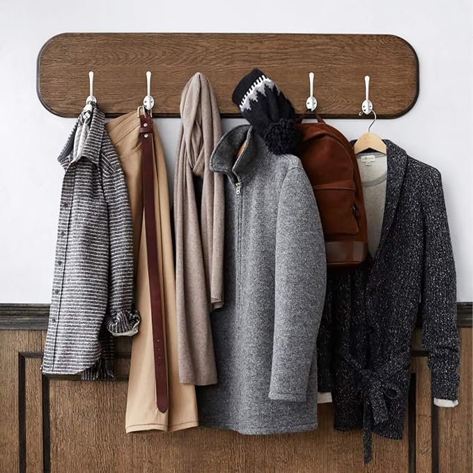 10 Pack Coat Hooks Wall Mounted with 20 Screws, Heavy Duty White Towel Hooks Metal Double Hooks, No Rust Retro Rustic Wall Hooks for Hanging Towel, Coat, Scarf, Bag, Hat, Cup, Key