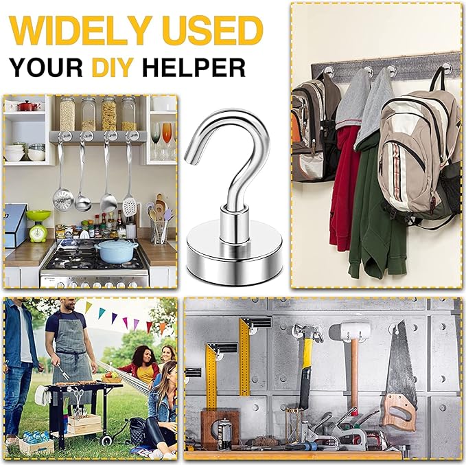 DIYMAG Magnetic Hooks, 30Lbs Strong Heavy Duty Cruise Magnet (75 Pack-Silver),Magnetics S-Hooks for Classroom, Fridge, Hanging, Cabins, Grill, Kitchen, Garage, Workplace and Office Etc