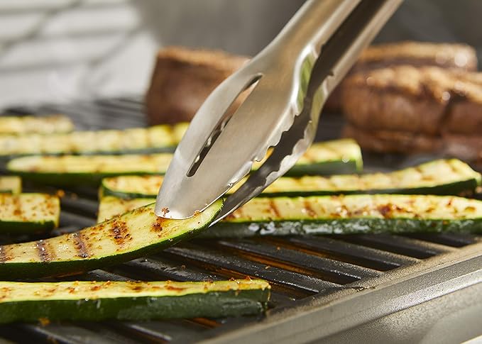 Weber Precision 3‑Piece Grilling Tool Set – Stainless Steel Tongs, Spatula & Silicone Basting Brush with Non‑Slip Handles and Hands‑Free Locking