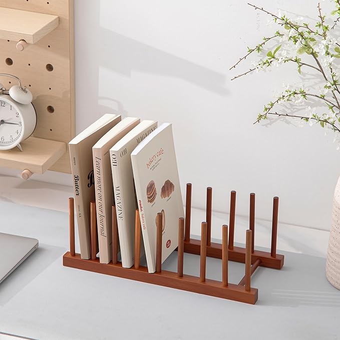 HBlife Teak Dish Plate Bowl Cup Book Pot Lid Cutting Board Drying Rack Stand Drainer Storage Holder Organizer Kitchen Cabinet（Keep Dry）