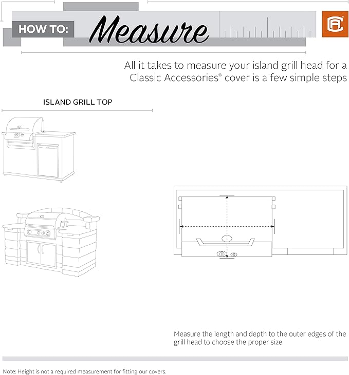 Classic Accessories Veranda Water-Resistant 32 Inch Island BBQ Grill Top Cover