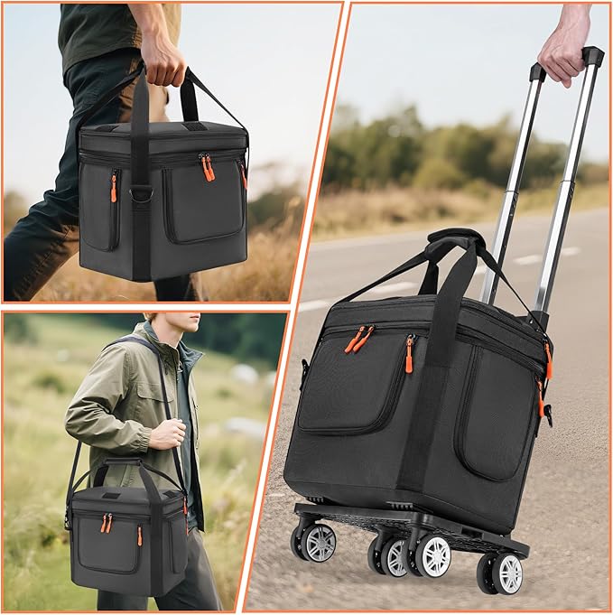 Carrying Case with Wheels Compatible with Jackery Explorer 1000 V2, Portable Power Station Travel Bag Padded for Explorer 1000 V2 with Detachable Trolley, Multi-pocket & Adjustable Shoulder Strap