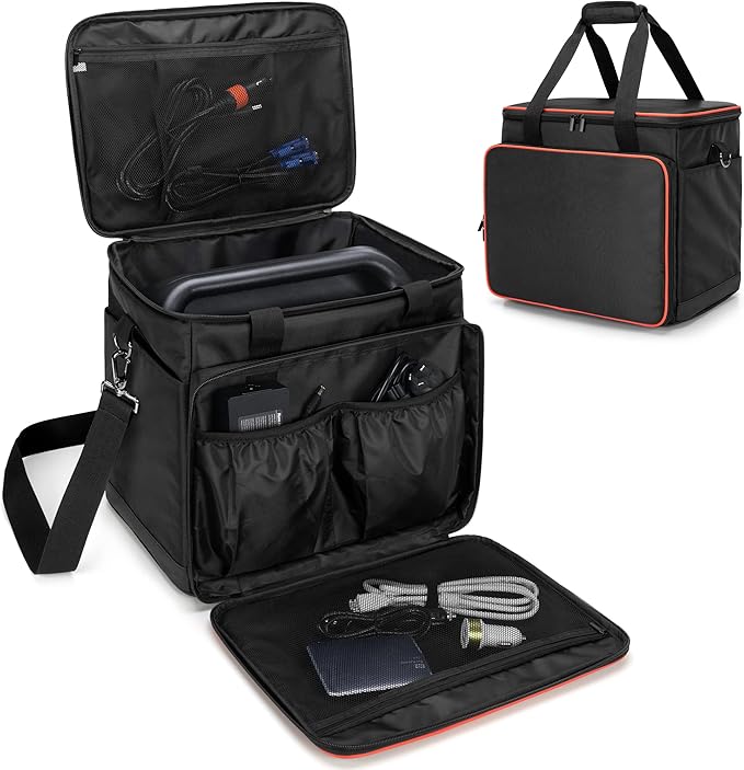 Trunab Travel Carrying Bag Compatible with Jackery Explorer 1500, Portable Power Station Storage Case with Waterproof Bottom and Front Pockets for Charging Cable and Accessories