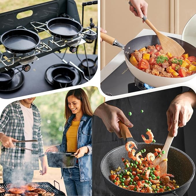 Nonstick Cookware Set - Detachable Handle Pots and Pans | Anti-scalding Handle | Suitable for Home Cooking