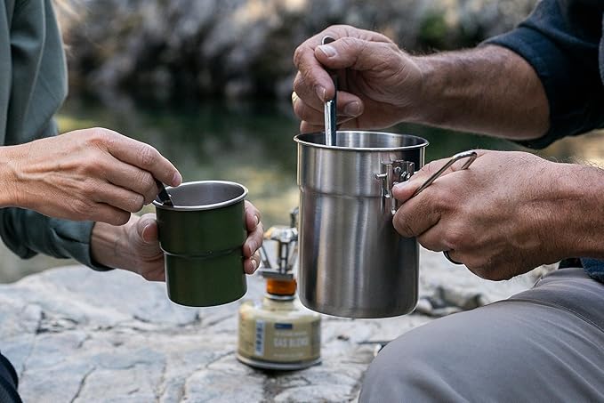 Stansport Stainless Steel Camping Cookware Set – Durable Nesting Mess Kit for Backpacking, Hiking & Outdoor Cooking – Compact Portable Pot & Pan with Carry Bag – Multiple Sizes for Family to Solo Use