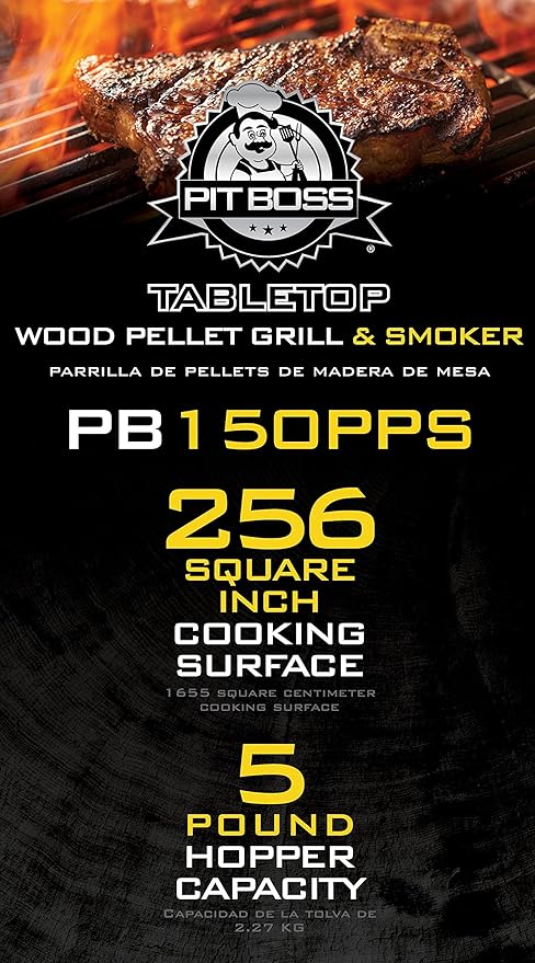 PIT BOSS 10697 Table Top Wood Grill With Temperature Control, Mahogany