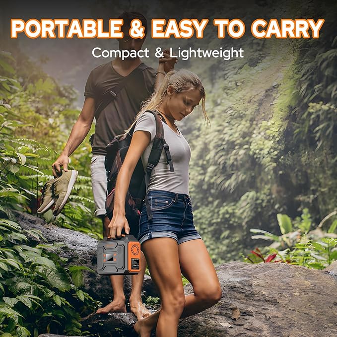 Portable Solar Generator with Panel, 300W Portable Power Station with Foldable Solar Panel 40W, 110V AC Outlet 100W Camping Solar Power Bank Lithium Battery Pack for Home Use RV Outdoor Power Outage
