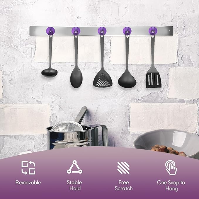 Neosmuk Magnetic Hooks, Cruise Ship Essentials, 80lb+ Heavy Duty Magnetic Hooks for Cruise Cabins, Refrigerator, Grill, Hanging, and Travel | Extra Strong Must-Haves Magnet Hook,Purple