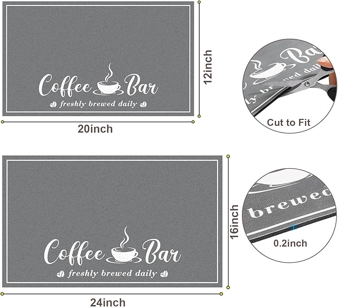 CooRug Absorbent Coffee Mat, Fashion Dish Drying Mat for Kitchen Counter Coffee Bar Accessories Espresso Machine Dish Rack 16" x 24" Dark Grey