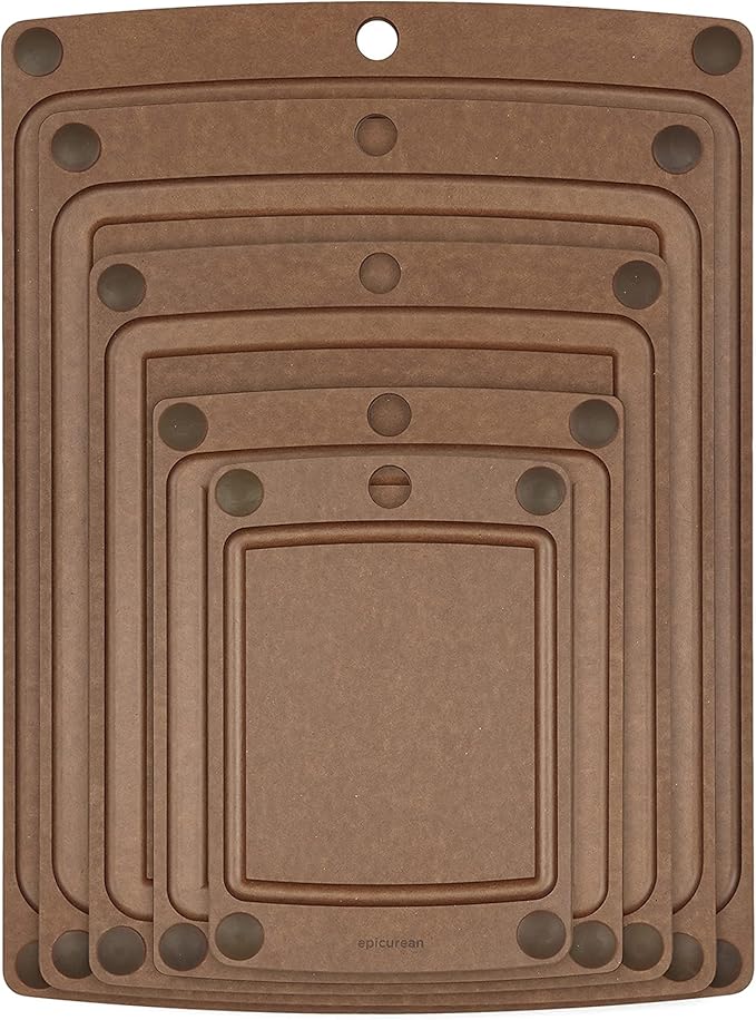 Epicurean All-In-One Cutting Board with Non-Slip Feet and Juice Groove - Non-toxic, Dishwasher Safe, Made in the USA, 10" x 7", Nutmeg