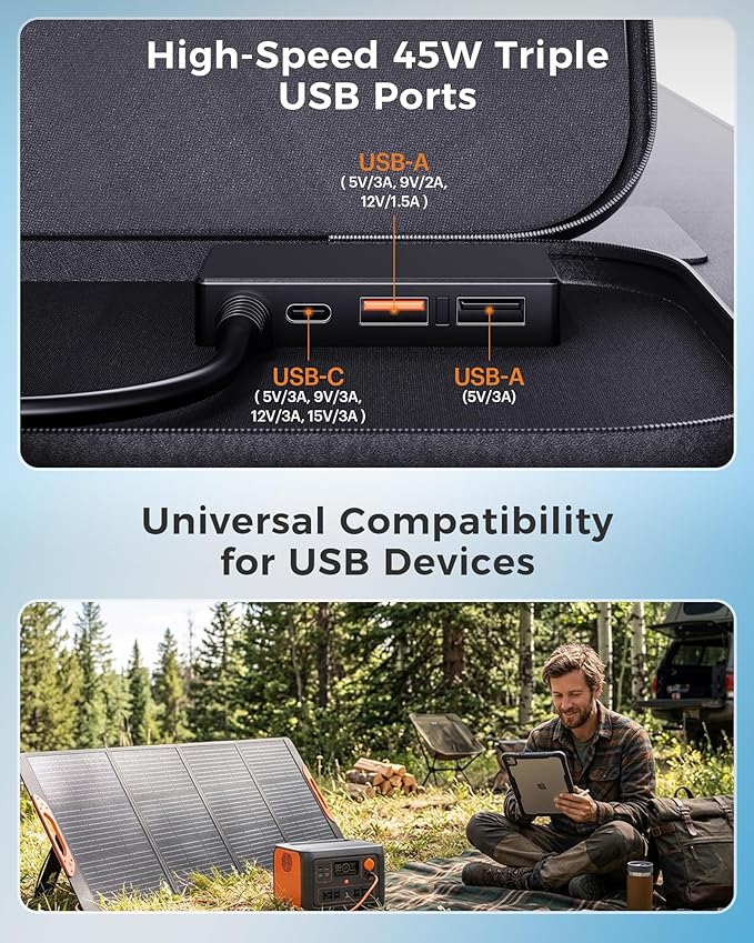 ZOUPW 200W Portable Solar Panel for Power Station,23.5% Efficiency Mono Foldable Solar Charger with 4 Kickstands for Jackery 1000 V2/Bluetti/EcoFlow/Anker,IP67 Waterproof for Camping RV Power Backup