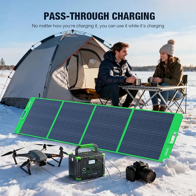 Portable Power Station 1000W (Peak 2000W), 999Wh Solar Generator, 110V Pure Sine Wave AC Outlet with PD 60W USB-C Fast Charging, Outdoor Camping RV Van Home Backup Off-Grid Living