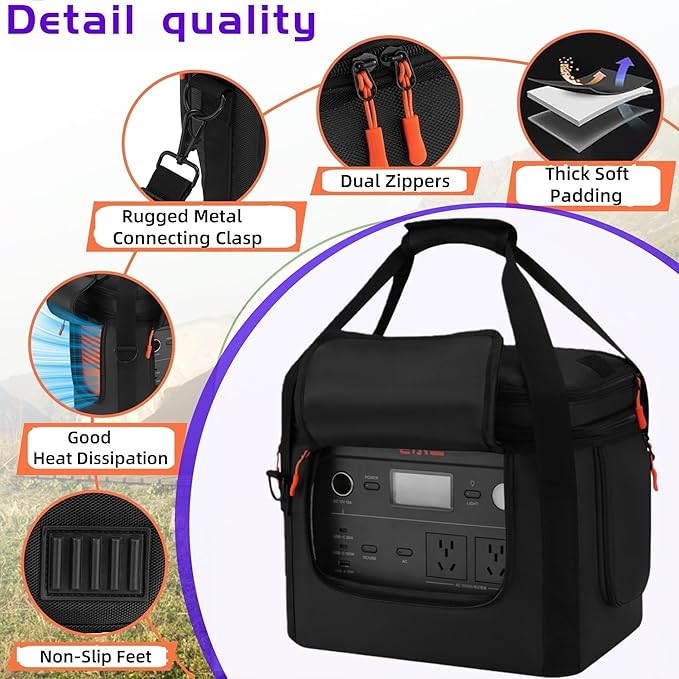 For Jackery Explorer 1000 V2 Carrying Case - Portable Power Station Bag with Quick Access Window, Soft Padded Travel Case, Generator Cover (13.78×10.23×10.8in)