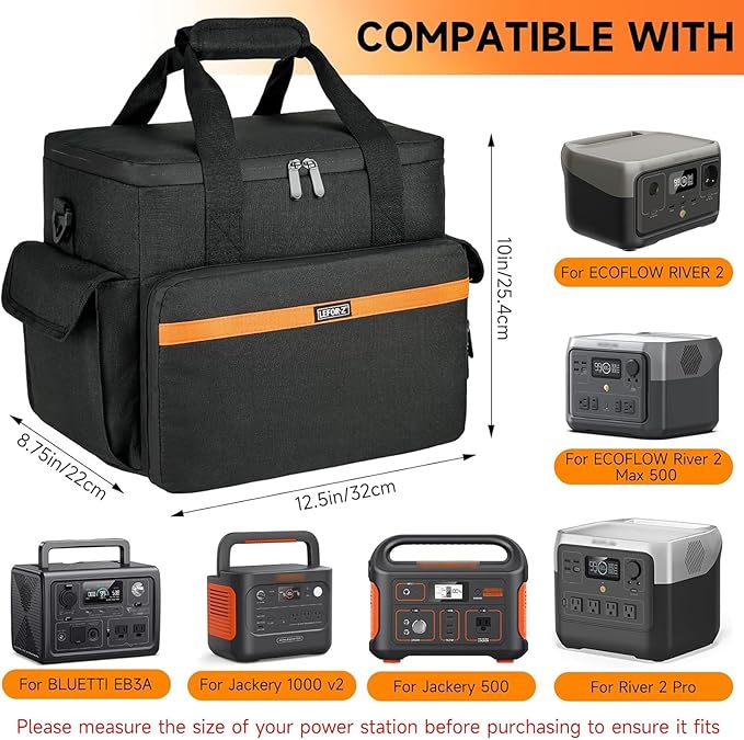 LEFOR·Z Carrying Case Compatible with Jackery Explorer 1000 v2/ECOFLOW River 2/River 2 Max 500/River 2 Pro/BLUETTI Elite 100 V2,Portable Power Station Travel Bag for Charging Cable and Accessories
