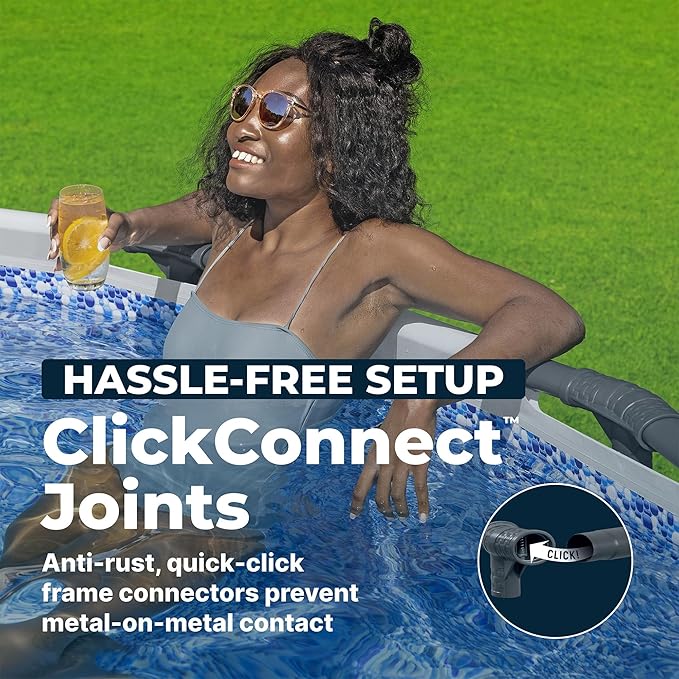 Piscine hors sol Bestway Steel Pro MAX 4,57 m x 1,07 m, cadre métallique rond avec pompe de filtration, échelle et bâche, grise