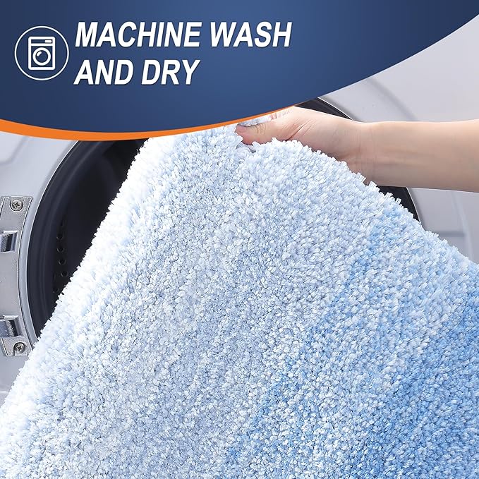 OLANLY Bathroom Rugs Mat 30x20, Extra Soft Absorbent Microfiber Bath Rugs, Rubber Backing, Quick Dry, Machine Washable Bath Mats for Bathroom Floor, Tub and Shower, Home Decor Accessories, Light Blue