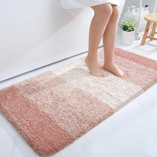 OLANLY Bathroom Rugs Mat 40x24, Extra Soft Absorbent Microfiber Bath Rugs, Rubber Backing, Quick Dry, Machine Washable Bath Mats for Bathroom Floor, Tub and Shower, Home Decor Accessories, Peach