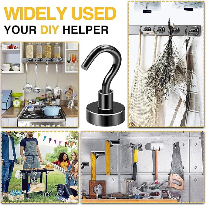 DIYMAG Magnetic Hooks, 30Lbs Strong Heavy Duty Cruise Magnet S-Hooks for Classroom, Fridge, Hanging, Cabins, Grill, Kitchen, Garage, Workplace and Office Etc, (75 Pack-Black)