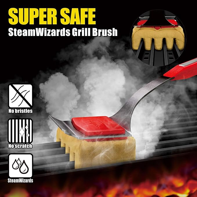 GRILLART Grill Brush Bristle Free, Replaceable BBQ Cleaning Pad (No Handle), Safe Replacement Cleaning Pad/Head for Cast Iron/Stainless Steel Grates - Deep-Reach