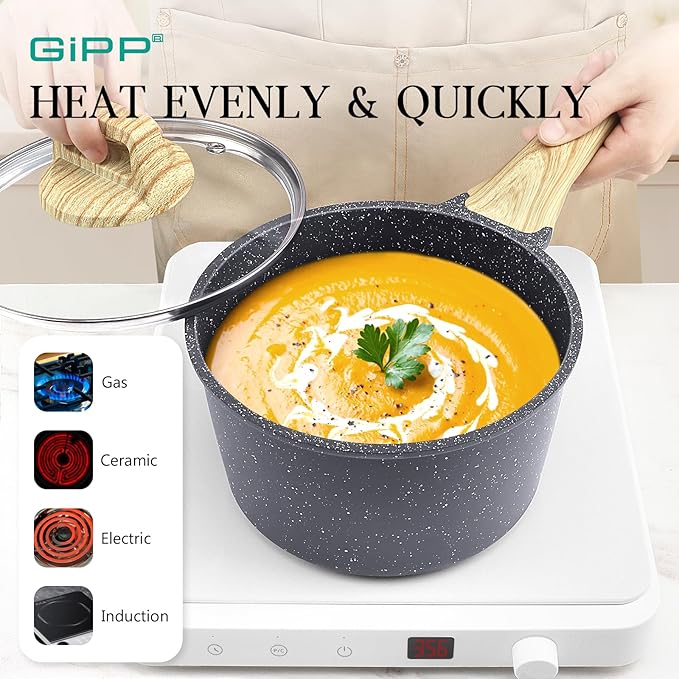GiPP 21Psc Pots and Pans Set Non Stick - Grey Ceramic Kitchen Cookware Sets Nonstick Induction Cookware Non-toxic Cooking Pan Set with Silicone Utensils, PFOS and PFOA Free