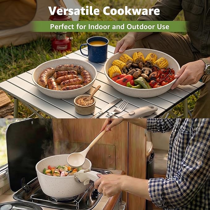 19-Piece Pots and Pans Set Non Stick, Ceramic Cookware Set with Removable Handles, PFAS-Free,Induction Compatible Dishwasher Safe,Stackable Space-Saving for Apartment or RVs