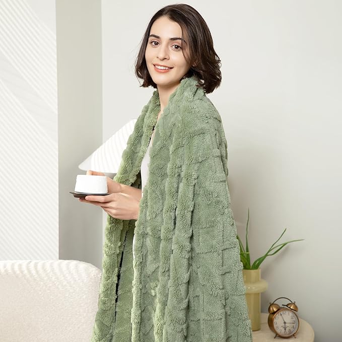 Aganear Blanket Queen Size - Fuzzy Cozy Soft Blanket for Couch, Sofa, Bed, Office, Decorative Present for All Seasons, Portable Throw Blankets for Couch, Sofa, Bed(90"x90", Sage Green)