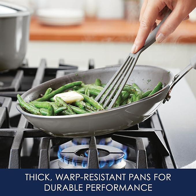 Rachael Ray Cook + Create Nonstick Cookware/Pots and Pan Set, 10 Piece, Gray
