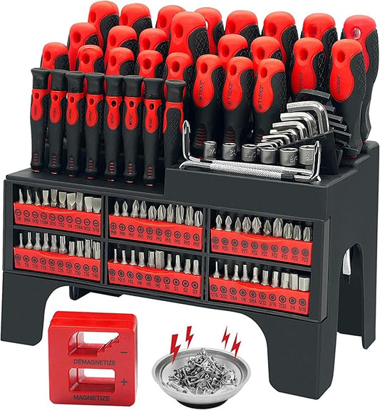 118PCS Magnetic Screwdriver Set, Screwdriver Set with Plastic Racking, Precision Screwdriver, Magnetizer Demagnetizer and Magnetic Bowl, Repair Tools Set for DIY and Home Improvement