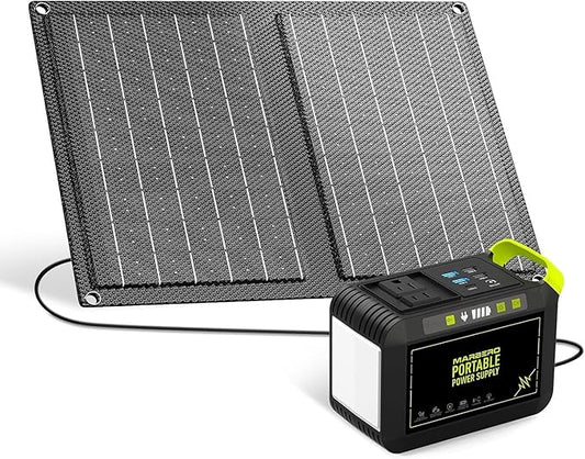 MARBERO 88.8Wh Solar Generator with 21W Solar Panel Included Portable Power Station 80W 110V 120W Max for Camping Outdoor Hiking Fishing Emergency
