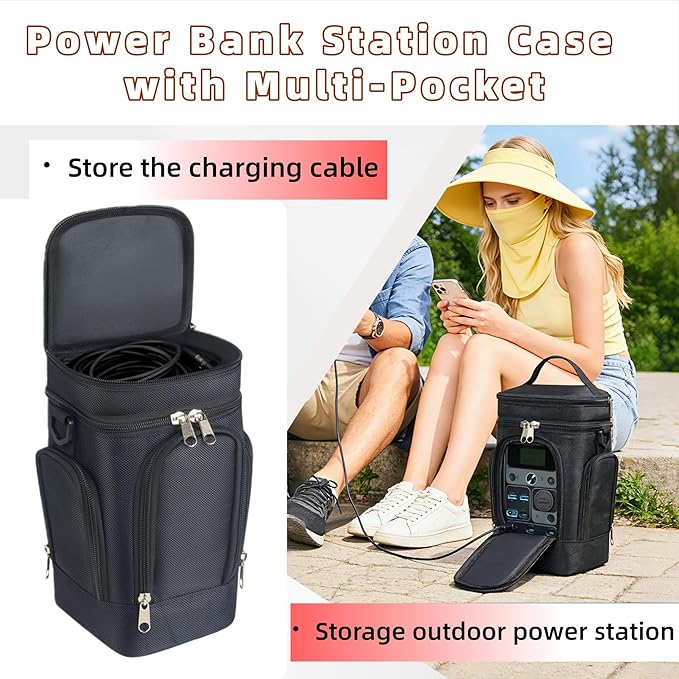 Carrying Case Compatible with Anker SOLIX C300DC and Jackery Explorer 240D Mobile Power Station - Premium Padded Travel Case with Zippered Window and Adjustable Shoulder Straps