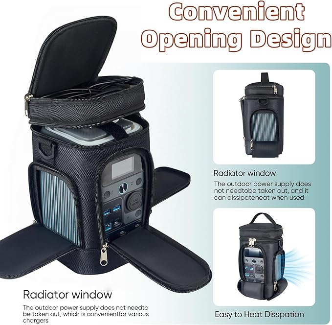 Carrying Case Compatible with Anker SOLIX C300DC and Jackery Explorer 240D Mobile Power Station - Premium Padded Travel Case with Zippered Window and Adjustable Shoulder Straps