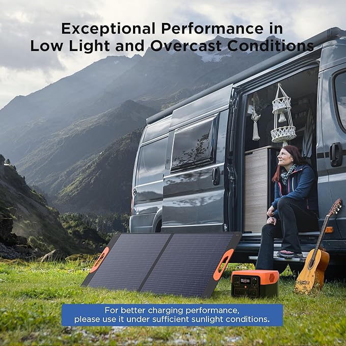 ZOUPW 110 Watt Portable Solar Panel for Jackery Explorer 300/500/Ecoflow/Anker Solix/Bluetti, Foldable Monocrystalline Solar Charger IP67 Waterproof Offgrid Power for Camping RV Battery Backup