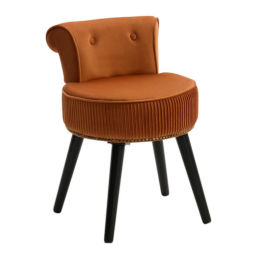 YYW HOME Vanity Stool - Vanity Chair with Back Small Vanity Makeup Vanity Chair Velvet Vanity Stool Chair Tufted Accent Chairs Makeup Chair for Vanity for Women Girls and Kids (Orange)