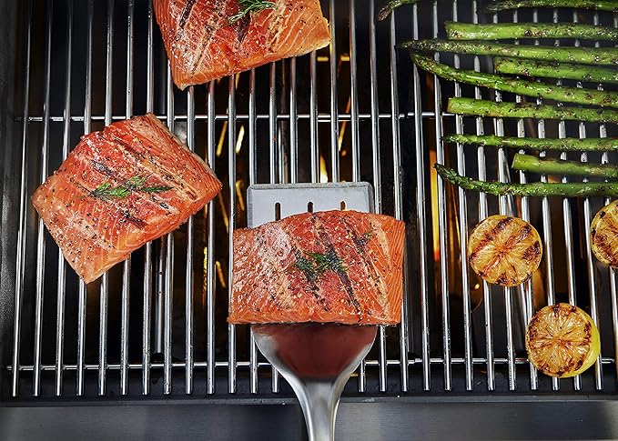 Weber Precision 3‑Piece Grilling Tool Set – Stainless Steel Tongs, Spatula & Silicone Basting Brush with Non‑Slip Handles and Hands‑Free Locking