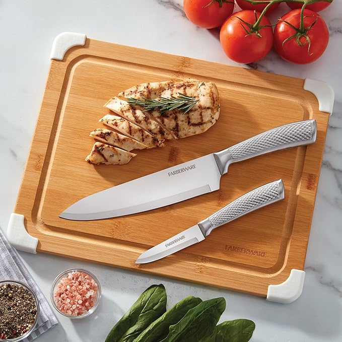 Farberware Nonslip Bamboo Cutting Board with Juice Groove,11x14 Inch,White,(Pack of 6)