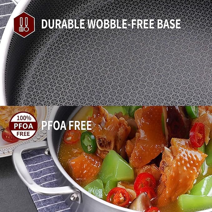 LOLYKITCH 6 QT Tri-Ply Stainless Steel Non Stick Sauté Pan with Lid and 8-10 Inch Frying Pan,Induction Hybrid Cookware Set, Oven Safe and Detachable Handle