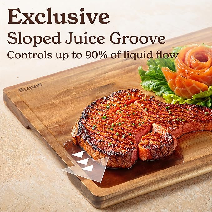 SMIRLY Bamboo Cutting Board Set, Chopping Board and Wooden Cutting Boards for Kitchen, Small Wood Cutting Board and butcher block (Acacia Wood, 1 Pack)