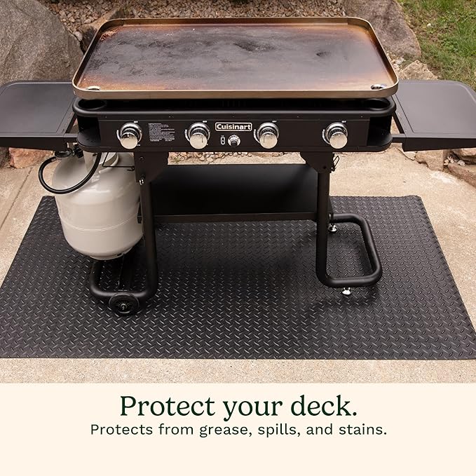 Cuisinart Premium Deck and Grill Mat, 65" x 36", Non-Slip Rubber Mat for BBQ, Griddle and Grill All Season Protection for Patio, Deck and Porch